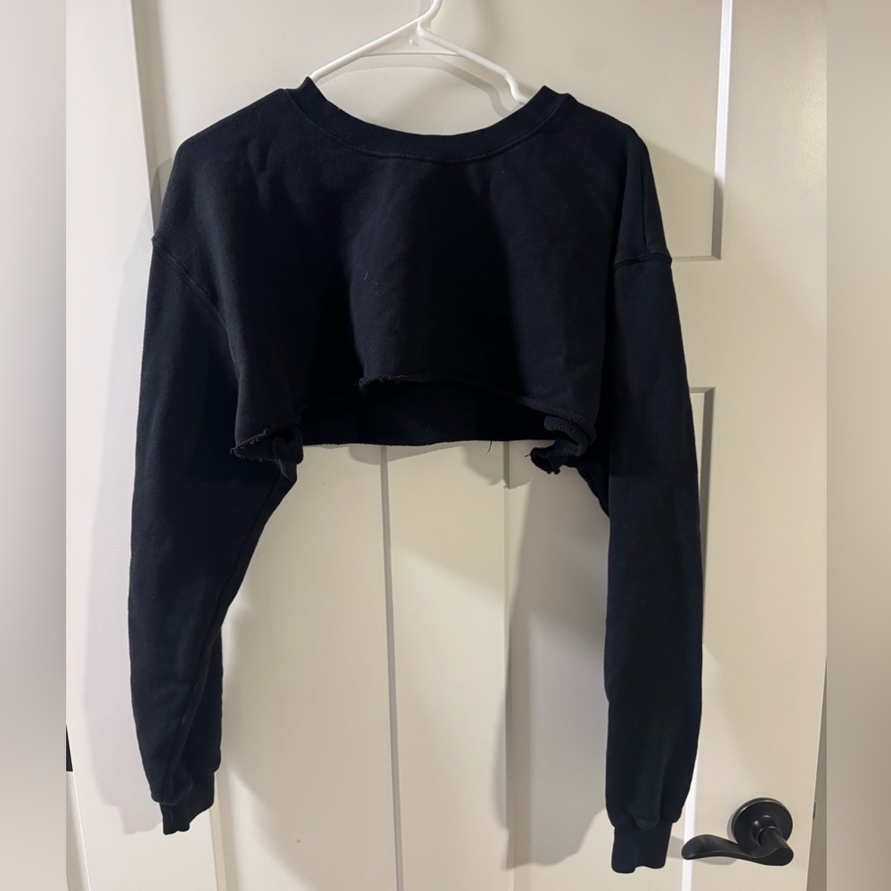 Joah Brown Black Cropped Sweatshirt